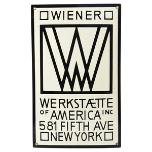 Rare enseigne publicitaire émaillée Wiener Werkstätte of America Inc New York