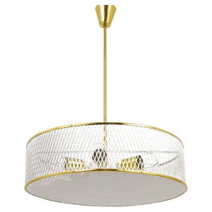Lampadario a sospensione in ottone Mid-Century nello stile di Mathieu Matégot, Francia, anni 1950