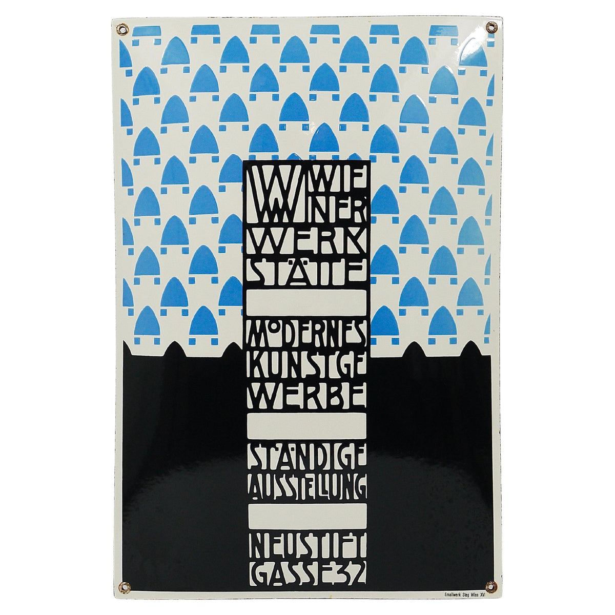 Plaque publicitaire émaillée Art nouveau Josef Hoffmann Wiener Werkstätte, Vienne
