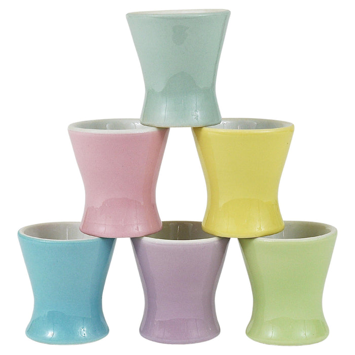 6 Midcentury Pastel Daisy Porcelain Egg Cups, Lilien, Austria, 1950s