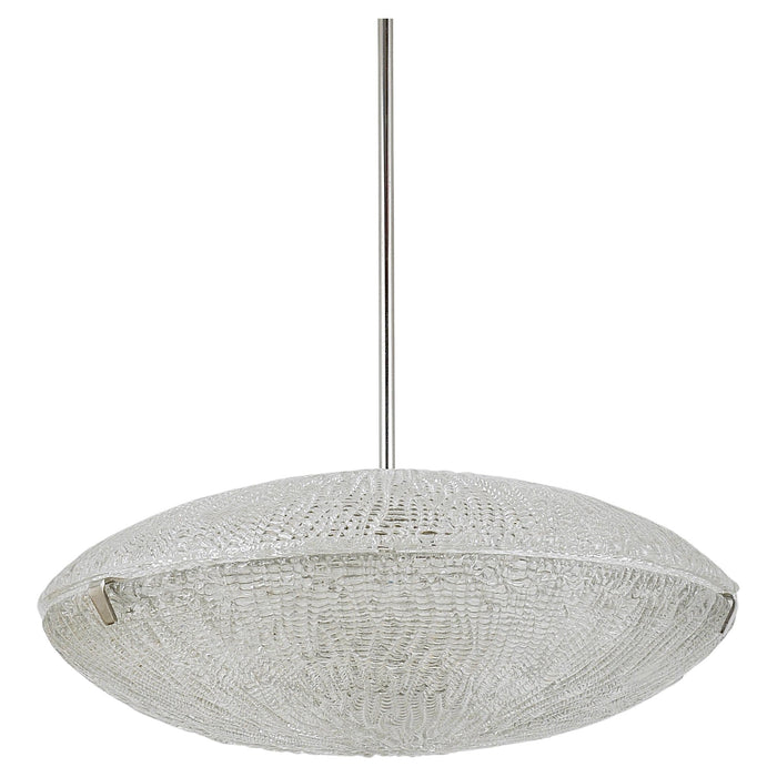 Midcentury Kalmar Discus Textured Glass & Nickel Chandelier, Austria, 1950s
