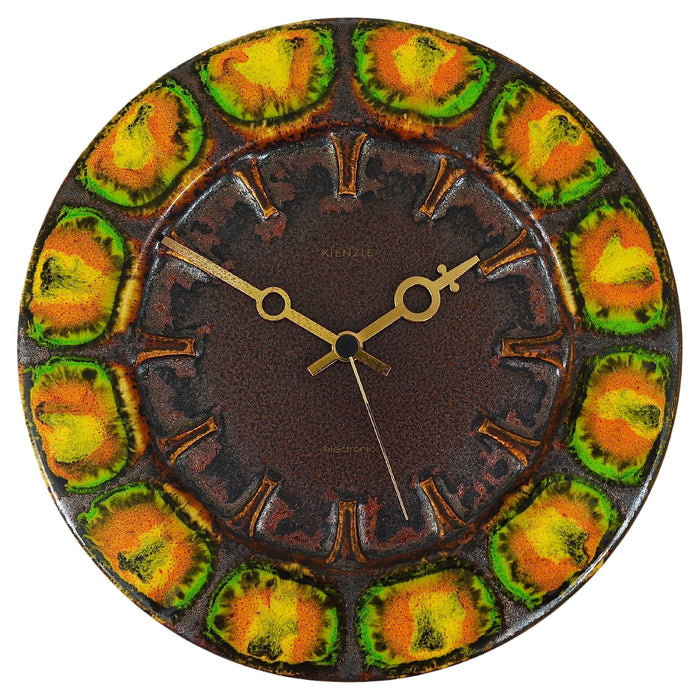 Midcentury Brutalist Enameled Wall Clock by Kienzle, Germany, 1970s