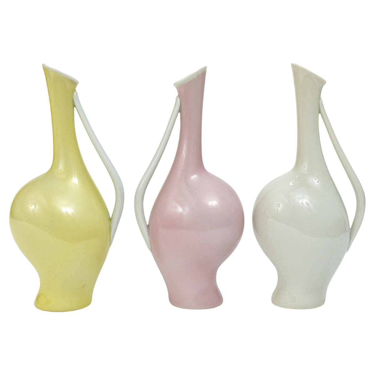 3 jarrones de porcelana Rosenthal «Luise» en tonos pastel, Mid-Century, Fritz Heidenreich, alemanes