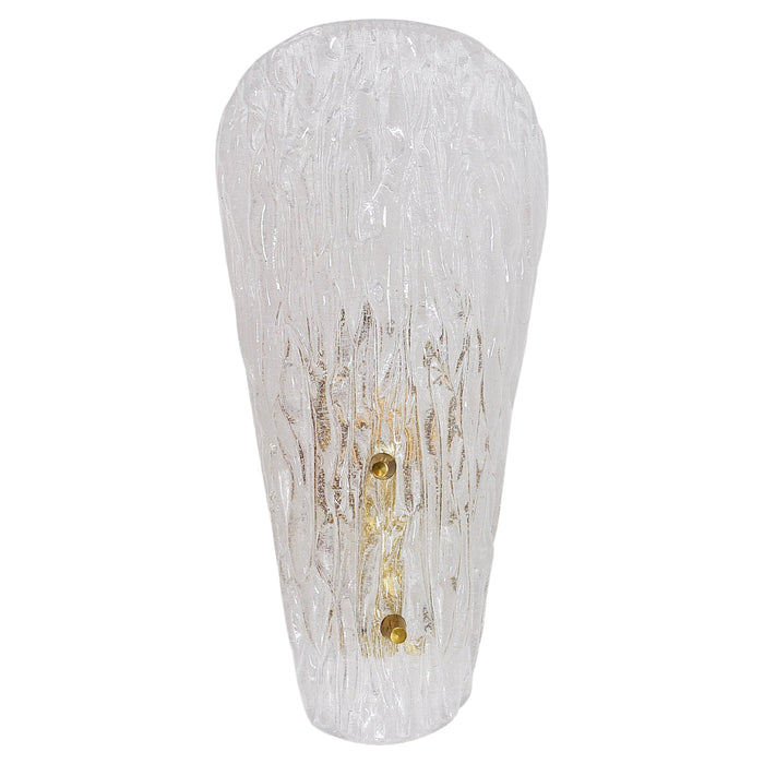 One Kalmar Midcentury Brass & Textured Glass Scone Wall Light, Austria, 1950s