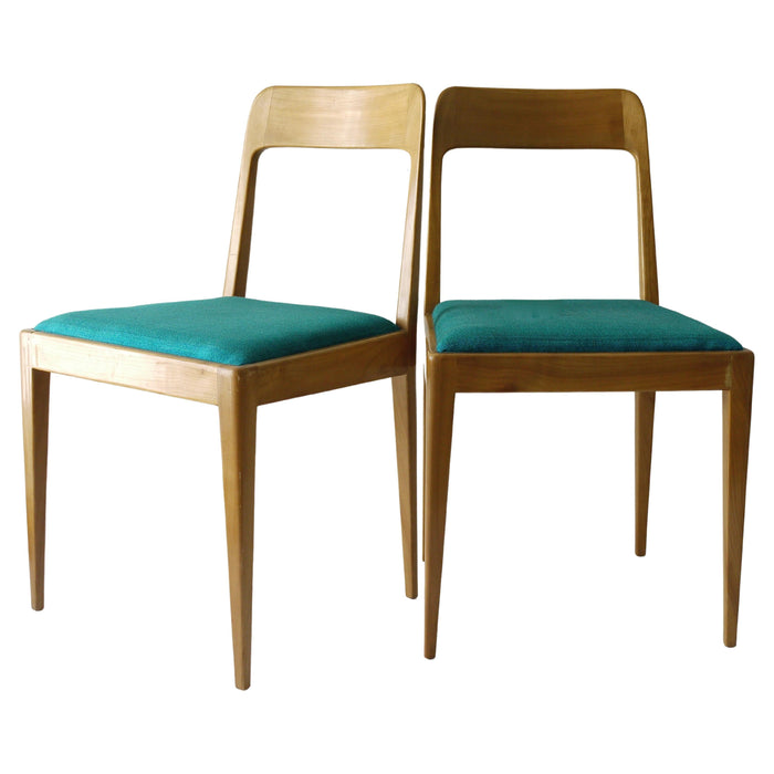 Four Carl Aubock Midcentury Walnut Chairs A7, Vienna, Austria, 1950s