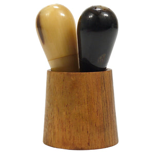 Carl Aubock II Rare Salt and Pepper Shakers, Walnut & Horn, Austria, 1950s