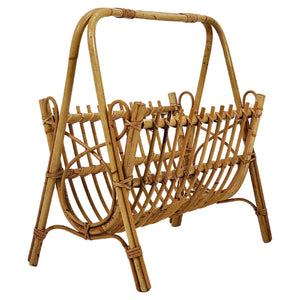 Franco Albini Style Rattan Bamboo Magazine Rack Newspaper Stand, Italy, 1950s