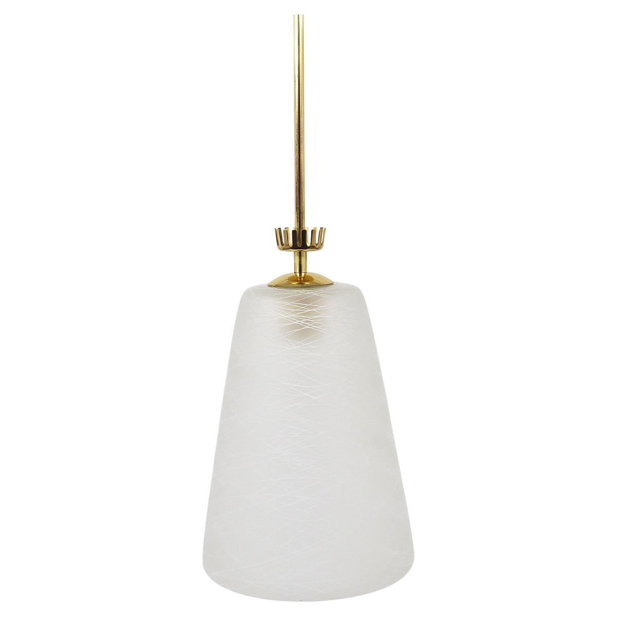 Suspension lanterne en laiton à couronne, style Gio Ponti, Mid-Century, Italie, années 1950