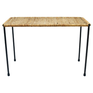 Carl Aubock Long Side Table, Flower Bench, Rattan, Wicker, Austria, 1950s