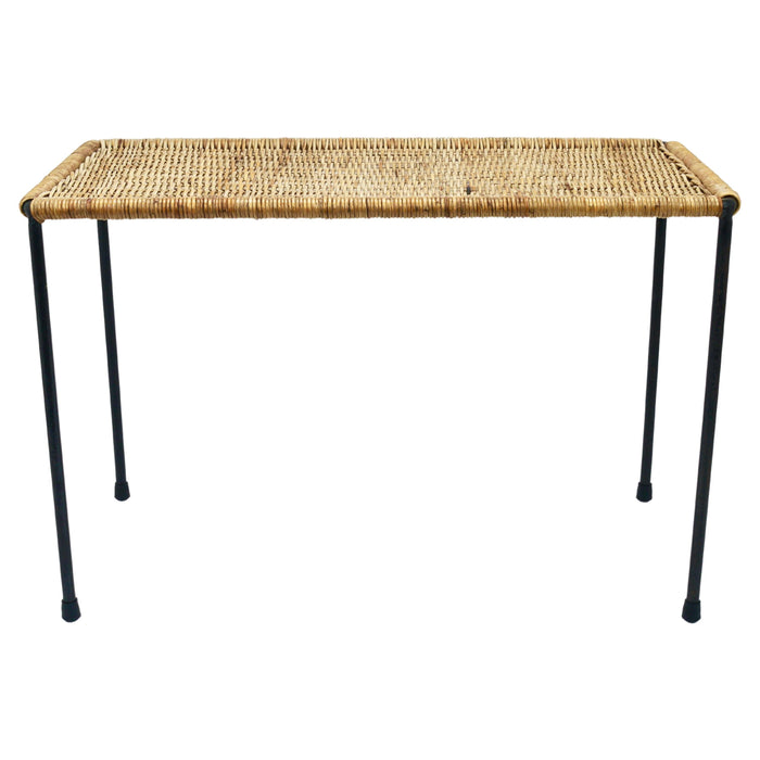 Carl Aubock Long Side Table, Flower Bench, Rattan, Wicker, Austria, 1950s
