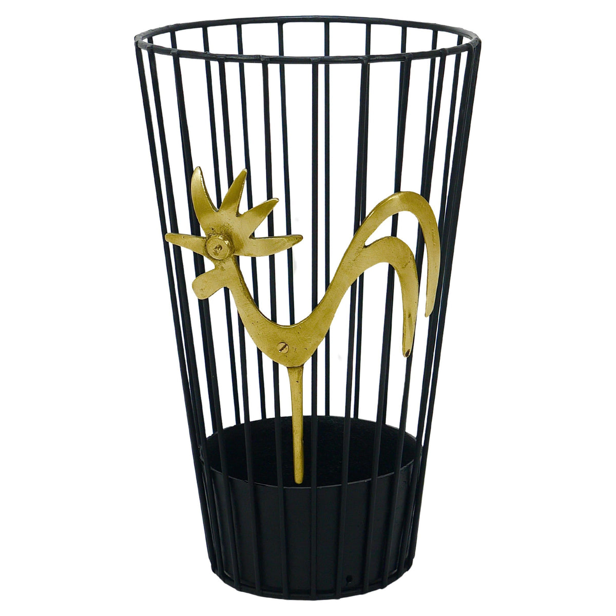 Walter Bosse Brass Rooster Mid-Century Umbrella Stand for Herta Baller, 1950s