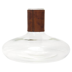 Carl Aubock II Vase Decanter with Brown Leather Top, Midcentury, Austria, 1950s