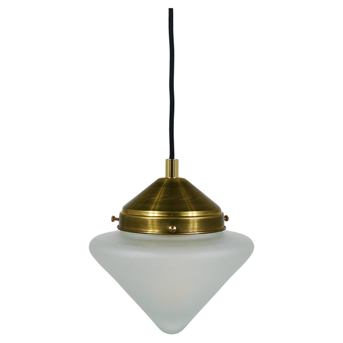 Up to 7 Art Deco Brass Pendant Lights with Conical Glass Shades, Vienna 1930s