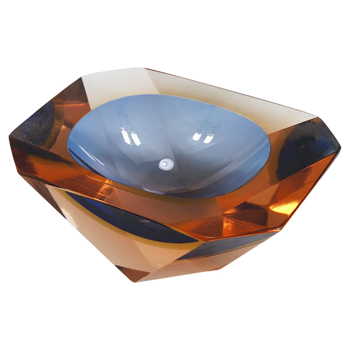 Flavio Poli Sommerso Caviar Murano Glass Diamond Bowl by Seguso, Italy, 1960s