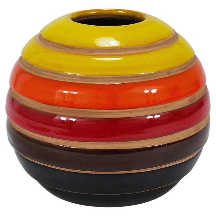 Aldo Londi Bitossi Striped Mid-Century Ceramic Ball Vase, Italy, 1960s