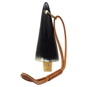 Bouchon de bouteille Carl Auböck Vienne, corne, cuir, liège, Mid-Century Autriche, 1950