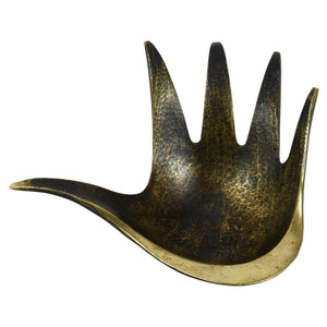 Walter Bosse Sculptural Brass Hand Bowl or Ashtray, Herta Baller, Austria, 1950s