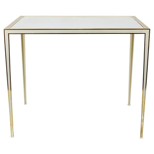 A Pair of Vereinigte Werkstätten Brass & White Mirror Tables, Germany, 1970s