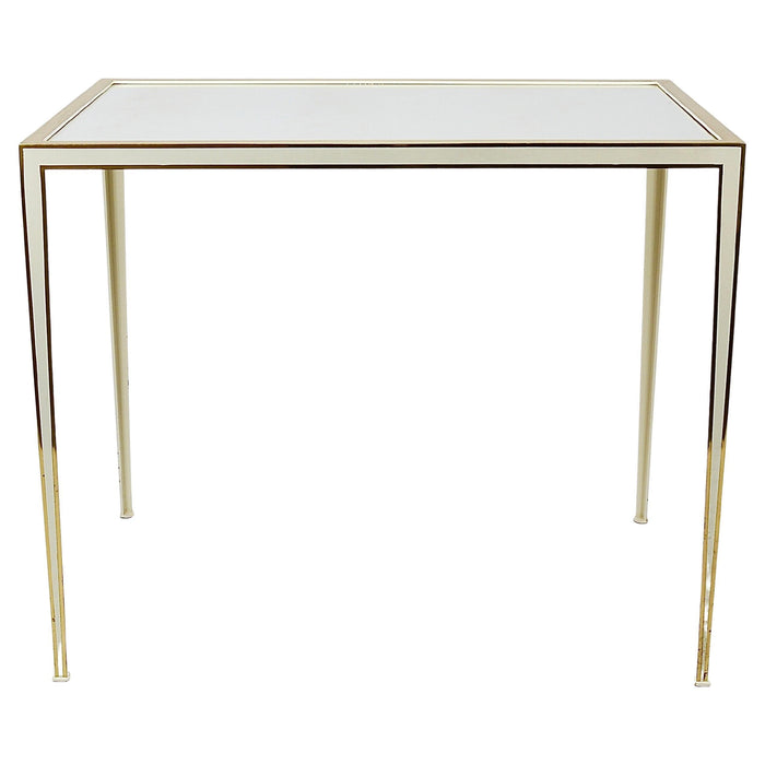 A Pair of Vereinigte Werkstätten Brass & White Mirror Tables, Germany, 1970s