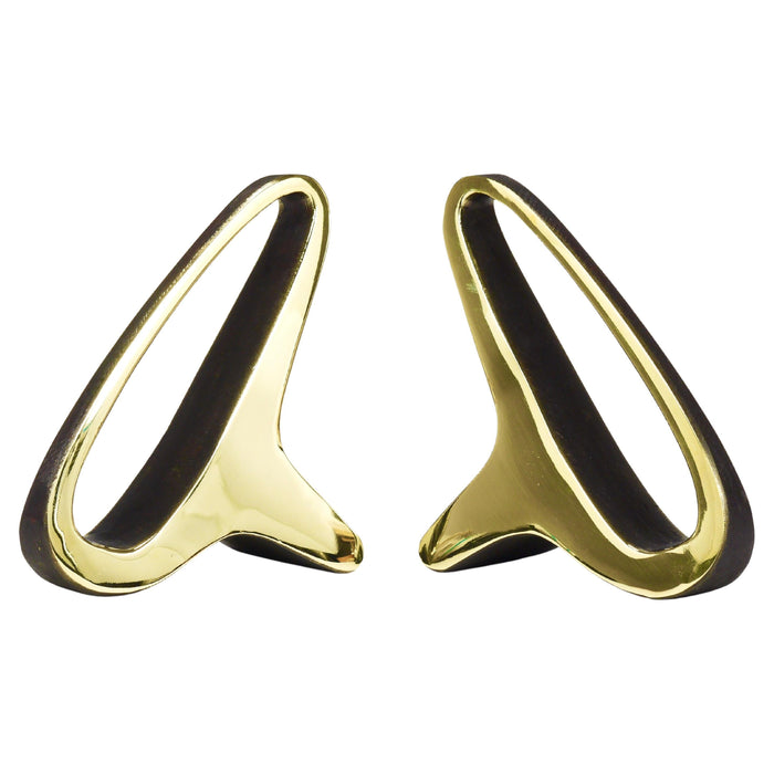 Pair Carl Auböck Mid-Century Earlobes Brass Bookends #3848, Vienna, Austria
