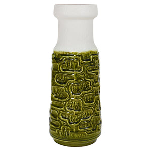 Grand vase de sol brutaliste Op-Art en terracotta vert et blanc, Autriche, années 1970