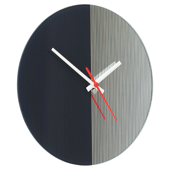 Postmodern Striped Mirror Glass Black & White Wall Clock, 1980s, England