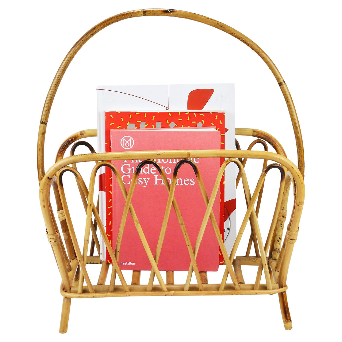 Porte-revues et porte-journaux en rotin et bambou dans le style de Franco Albini, Italie, années 1970