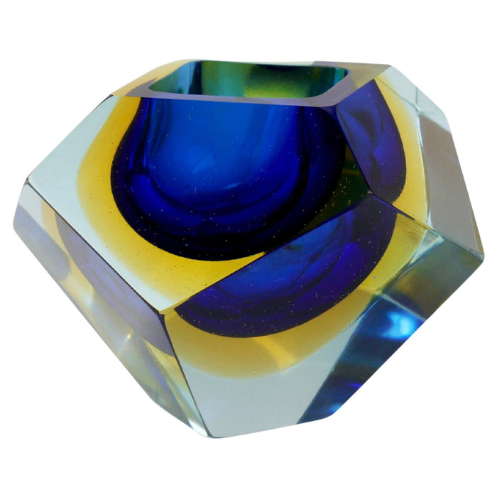 Mandruzzato Sommerso Faceted Diamond Caviar Bowl, Murano Glass, Italy, 1960s