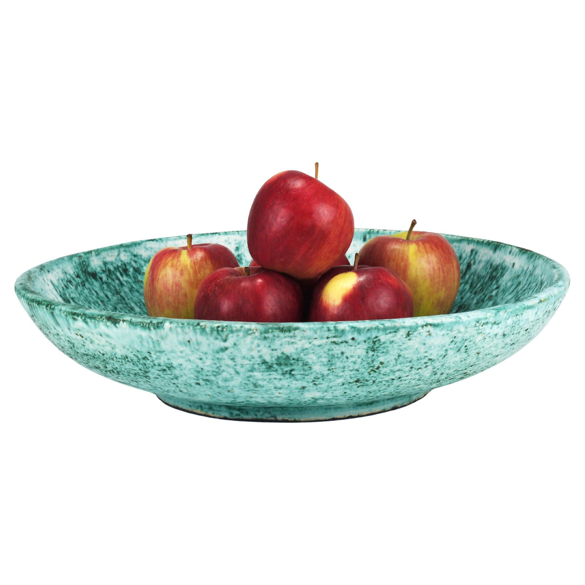 Gran frutero de cerámica turquesa Eva Ruffoni, 15“ de diámetro, Italia, años 80