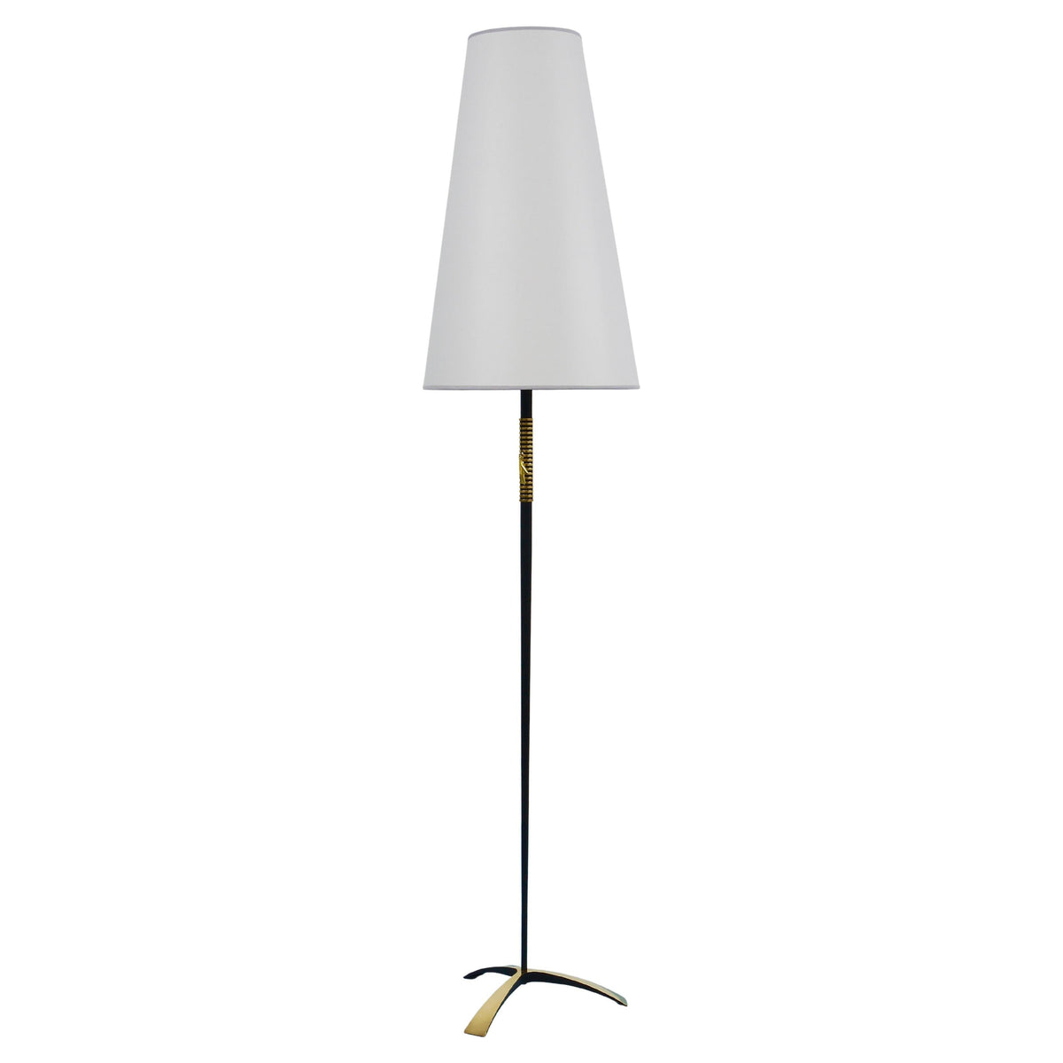 Rupert Nikoll MidCentury Brass Floor Lamp, Carl Aubock Hand Switch Austria, 1950
