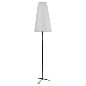 Rupert Nikoll MidCentury Brass Floor Lamp, Carl Aubock Hand Switch Austria, 1950