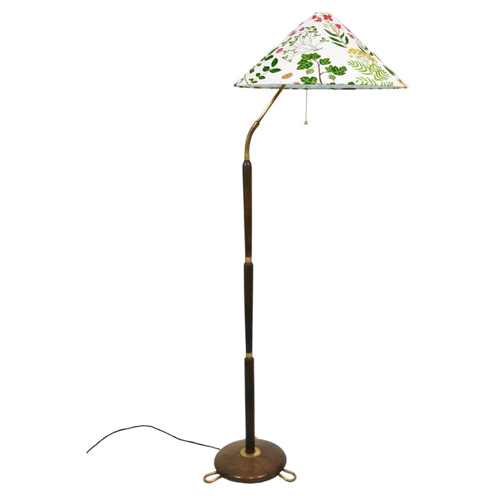 1940s Adjustable Walnut & Brass Floor Lamp, Rupert Nikoll Vienna, Austria, 1950s