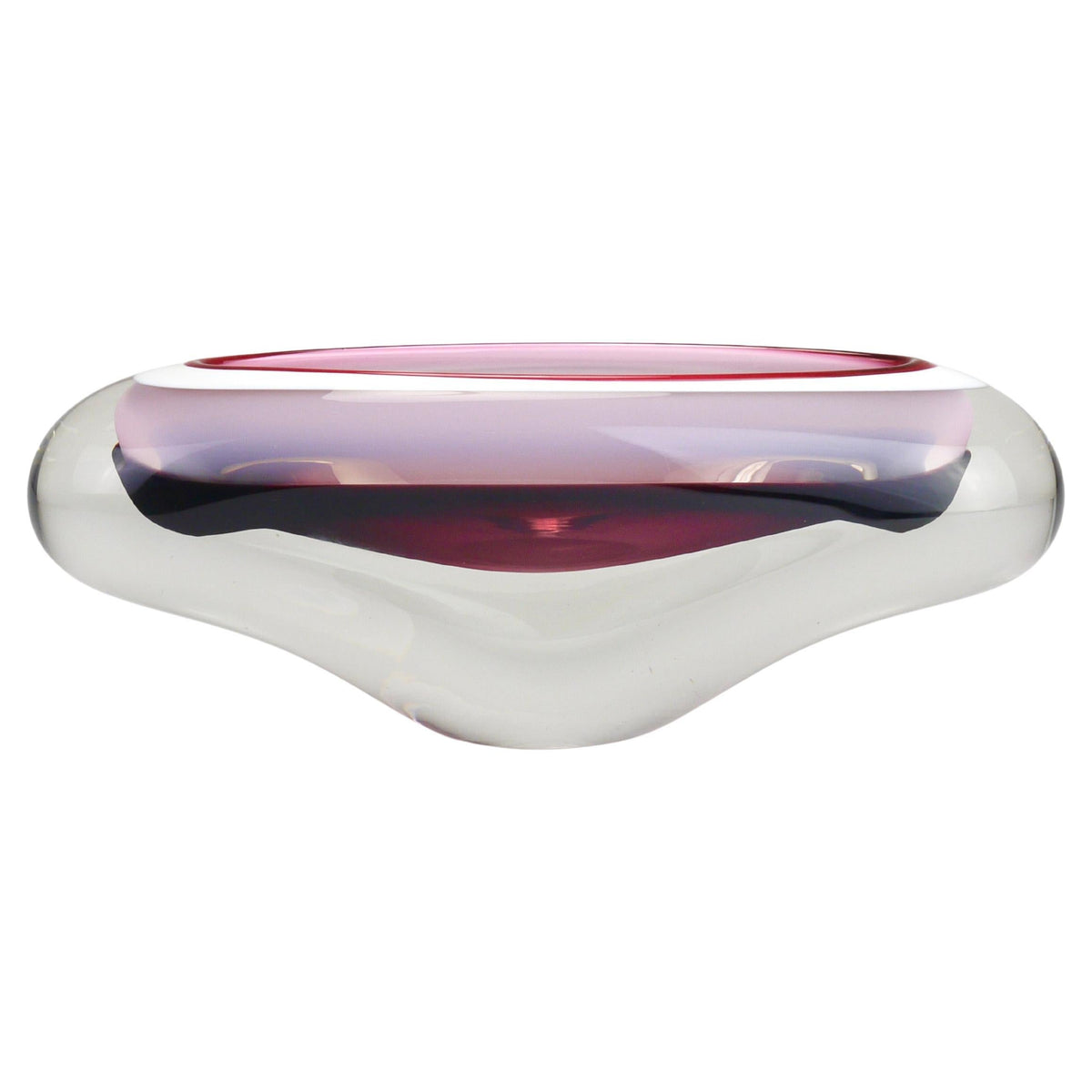 Josef Hospodka Sommerso Multi-Color Studio Art Glass Bowl, Czechoslovakia, 1960s