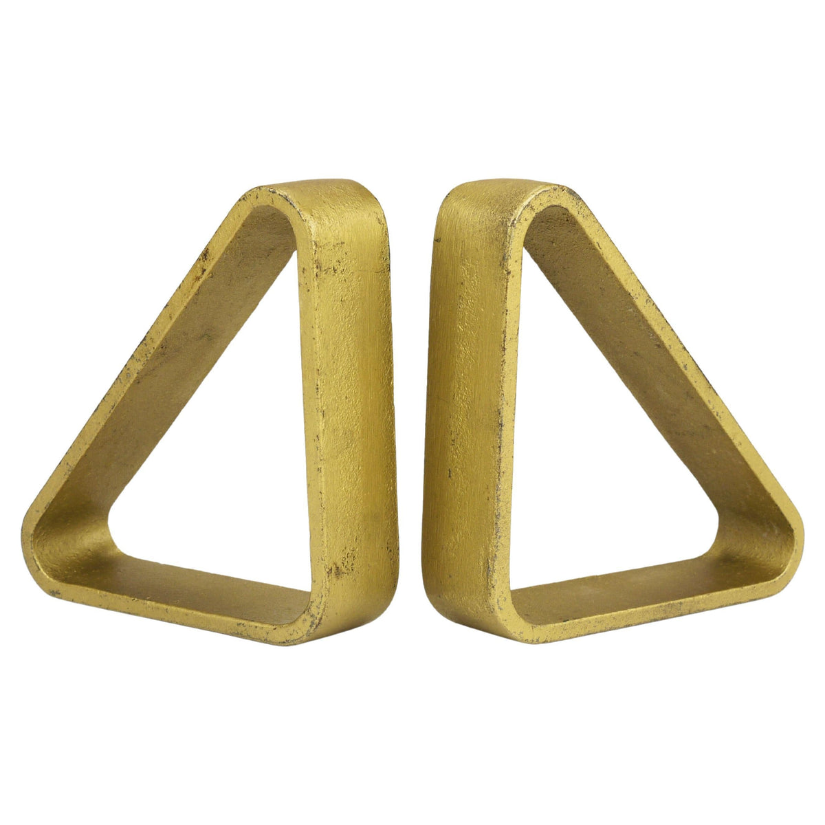 Par de sujetalibros triangulares dorados de hierro Carl Auböck III 5443, Viena/Austria, años 70
