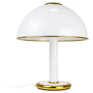 Lampe de table champignon F. Fabbian en verre de Murano doré et blanc, Italie, années 1970