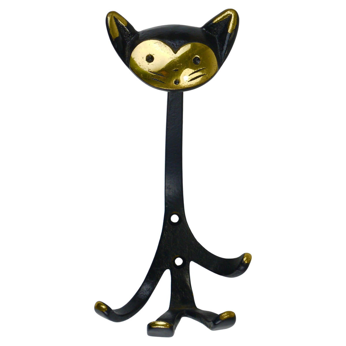 Walter Bosse Cat Zoo Brass Animal Wall Hook by Herta Baller, Austria, 1950s