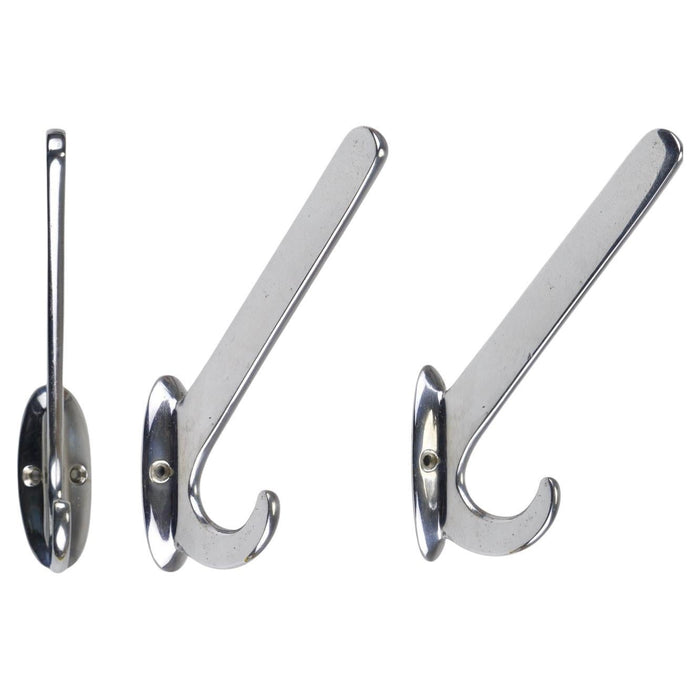 Up to 5 Large Art Deco Bauhaus Nickel & Brass Wall Coat Hooks, Vienna, 1930s