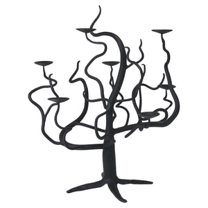 Bougeoir candélabre sculptural brutaliste arbre de vie, forgé main, années 1970