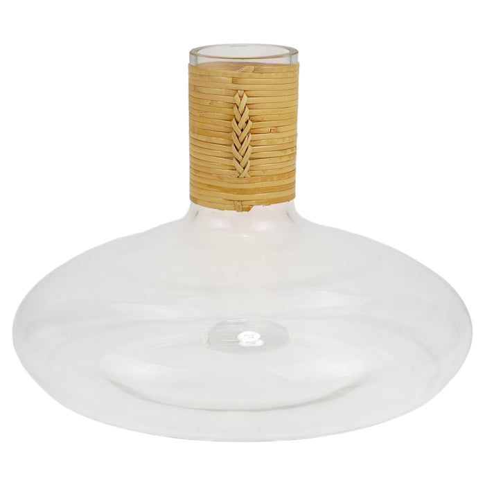 Carl Aubock Vase Decanter "Tuberkulinkolben" Raffia Wicker Top, Austria, 1950s