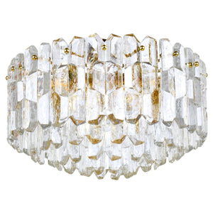 Immense lustre plafonnier J.T. Kalmar Palazzo en laiton doré et verre, années 1950