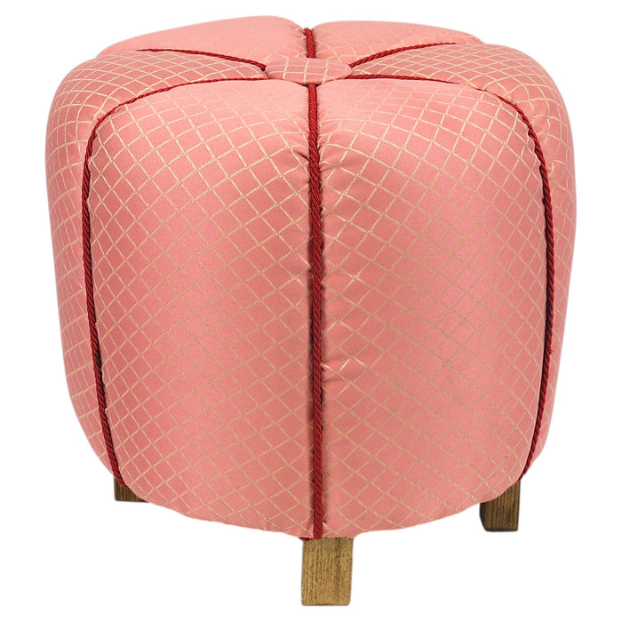 Pink Art Deco Stool / Tabouret / Pouf / Ottoman, Vienna, Austria, 1930s