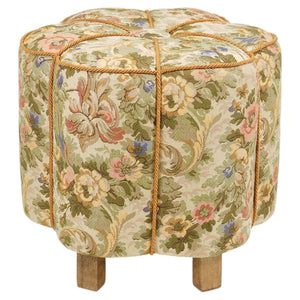 Art Deco Floral Tapestry Stool, Tabouret, Pouf, Ottoman, Vienna, Austria, 1930s