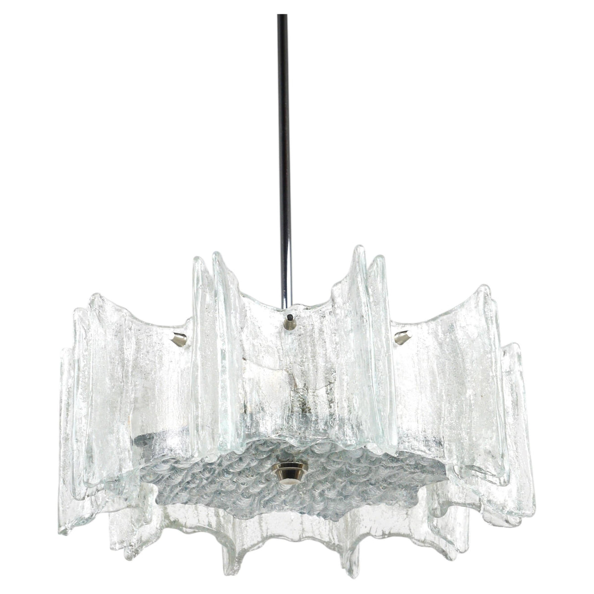Lampadario a stella J.T. Kalmar Vienna in vetro ghiaccio, Austria