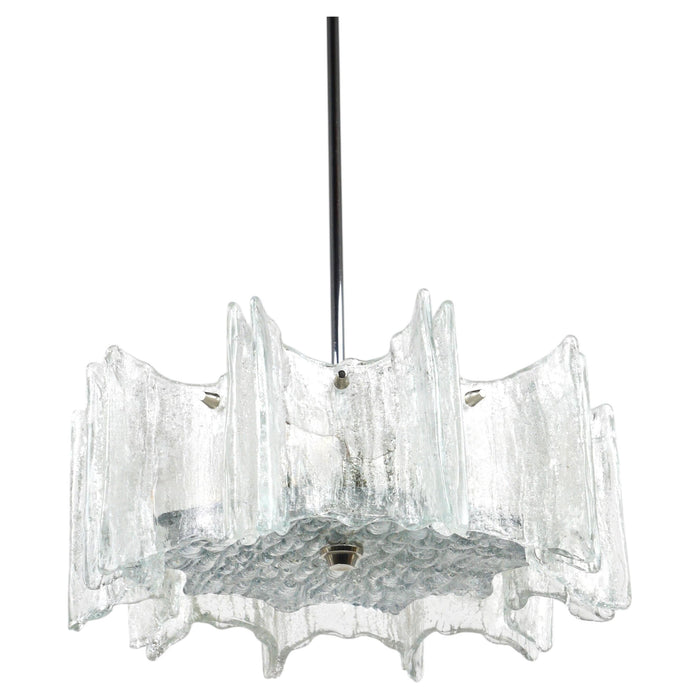 J.T. Kalmar Vienna Ice Glass Star Chandelier, Austria, 1960s