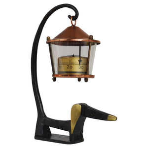 Walter Bosse Wiener Dog Brass Figurine with Lantern Thermometer, Baller, 1950s