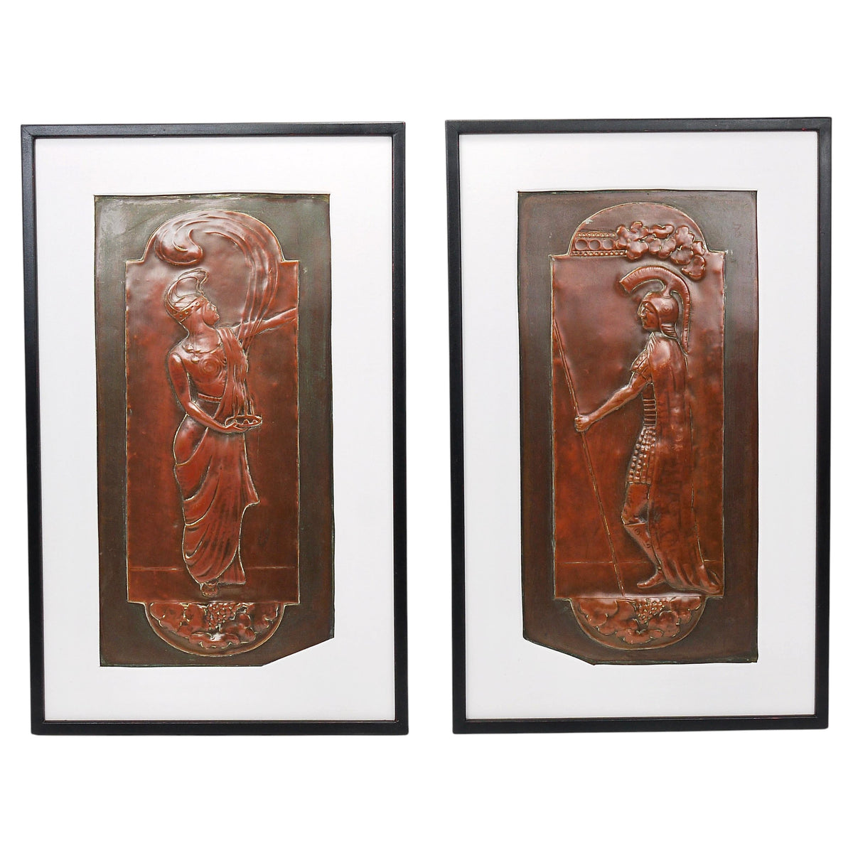 Georg Klimt Wiener Secession Art Nouveau, Paar Reliefplatten, Wien, 1900er-Jahre