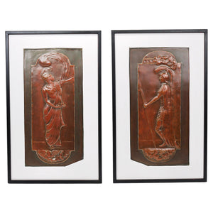 Georg Klimt Wiener Secession Art Nouveau, Paar Reliefplatten, Wien, 1900er-Jahre