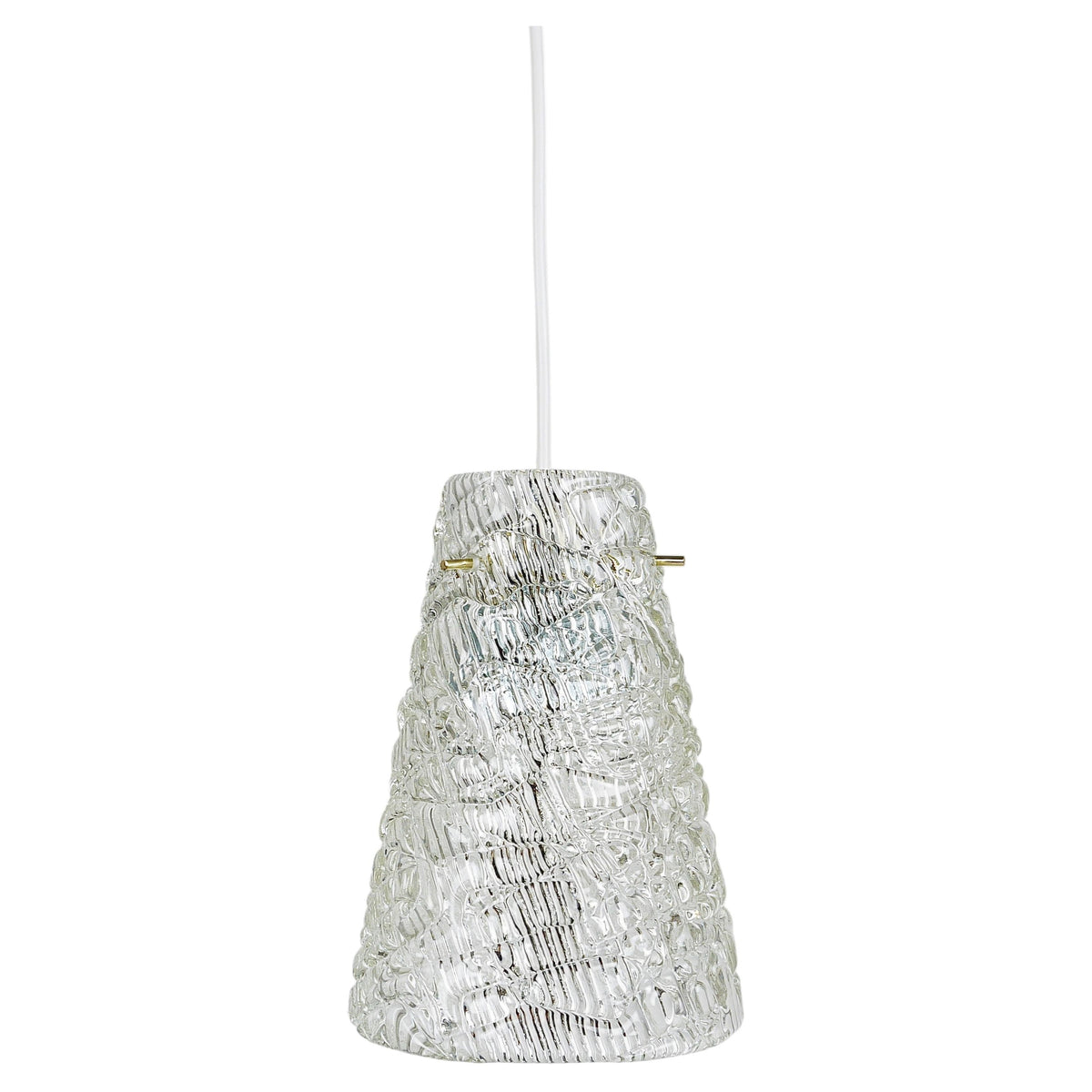 Suspension Mid-Century J.T. Kalmar en verre texturé et laiton, Autriche, années 1950