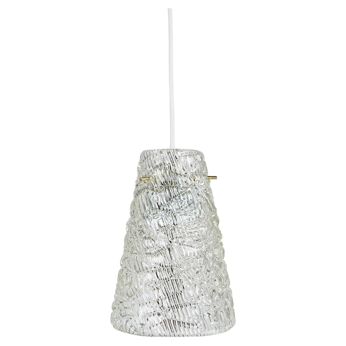 J.T. Kalmar Mid-Century Textured Glass & Brass Pendant Lamp, Austria, 1950s