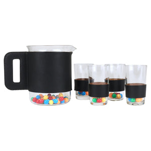Carl Auböck Martini Set Black Leather Pitcher & Glasses, Austria, 1950s